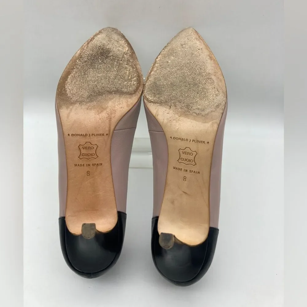 Women’s Pointed Toe Kitten Heel Pumps in Blush and Black